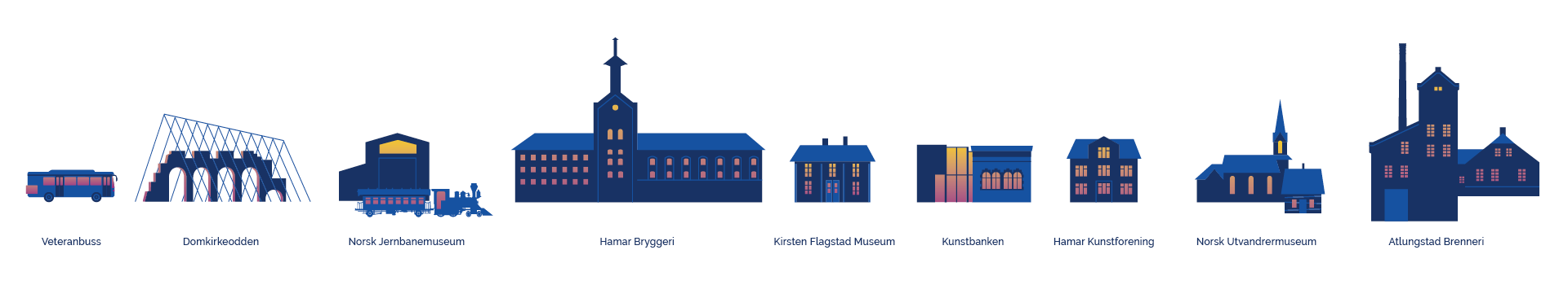 Illustrasjoner for MuseumsNATT og deres visuelle profil, laget av Haus byrå